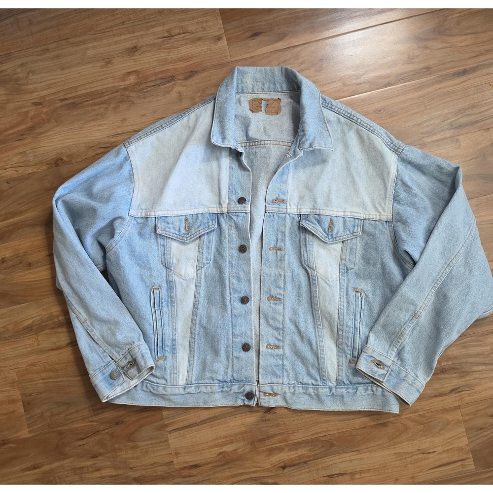 Vintage Levis Jacket XL Blue Denim Trucker Wash Made USA‎ Color block 90s